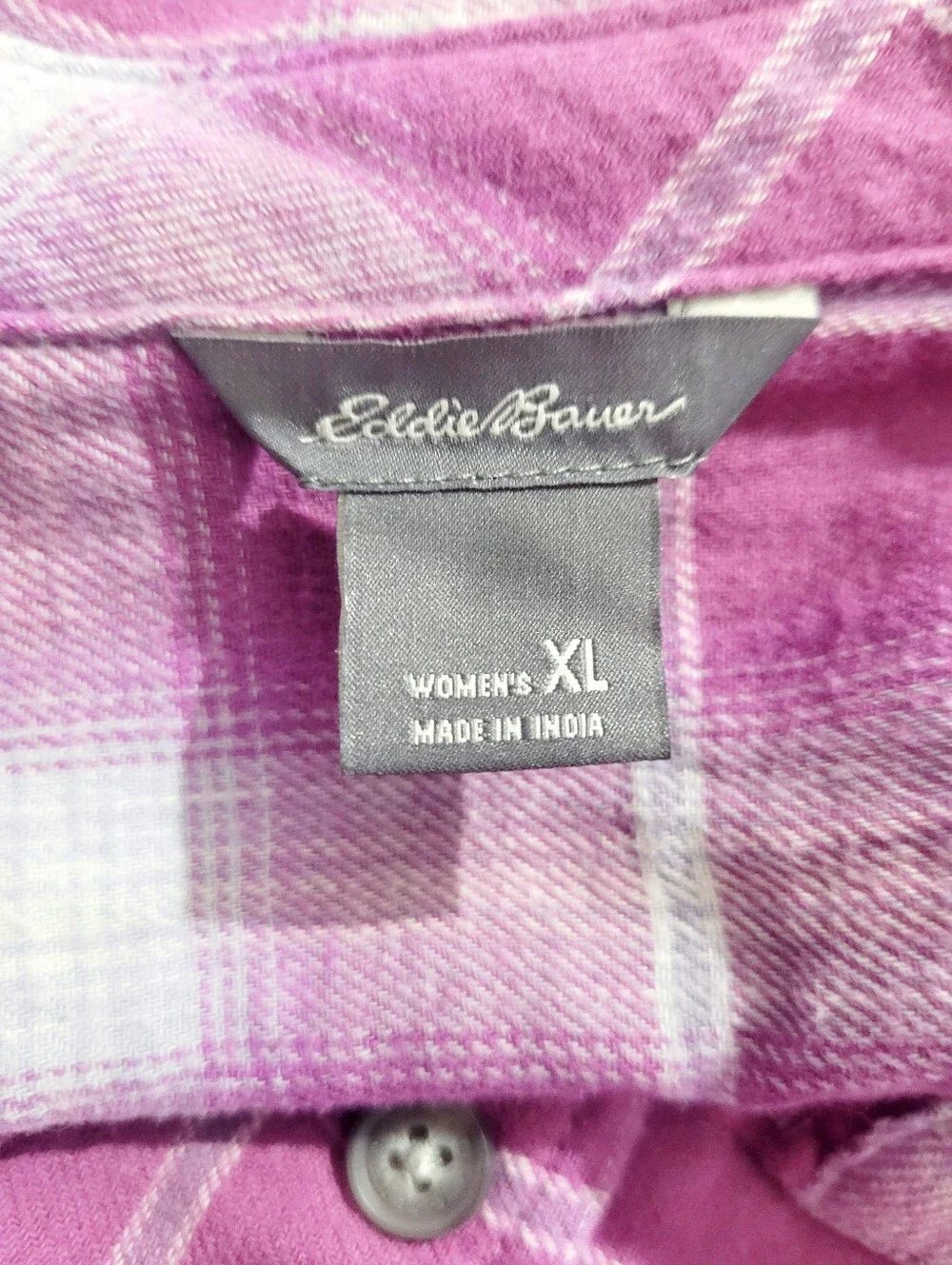 Eddie Bauer Women’s Size XL Pink Plaid Flannel Shirt 100% Cotton Button Front - Picture 10 of 11